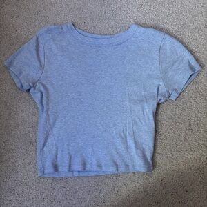 Light Gray-Blue Cropped T-Shirt